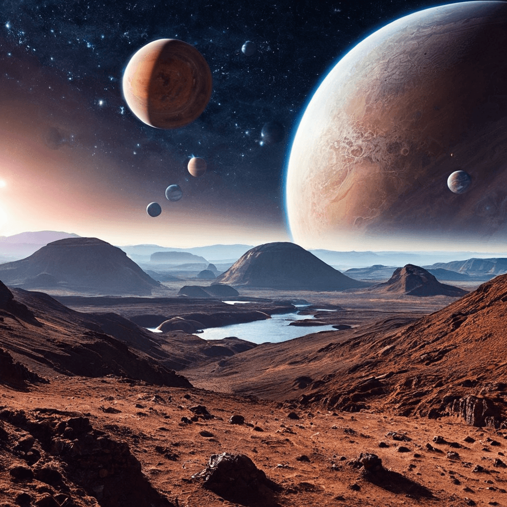 Sci-fi landscape with planets