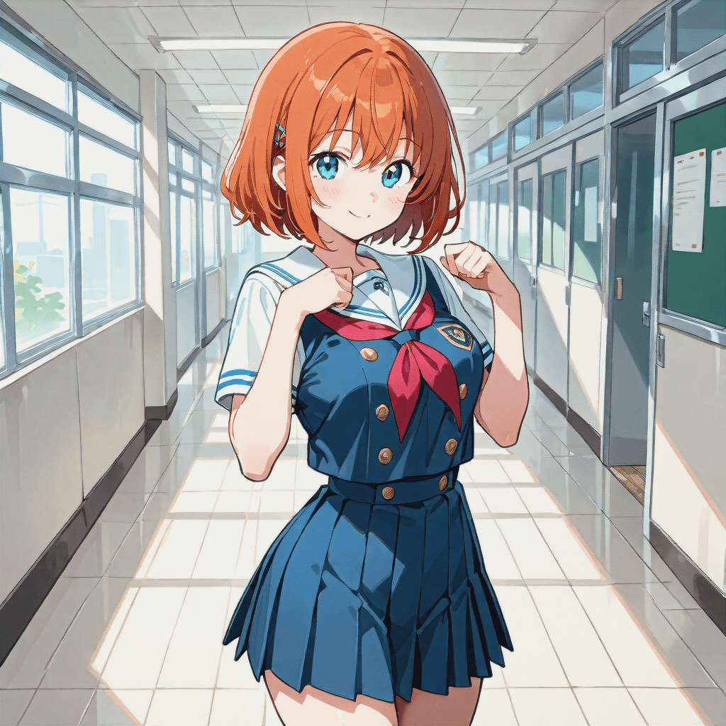 Anime character in school